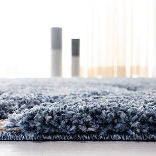 SAFAVIEH Florida Shag Square Rug 8', Soft Light Blue & Cream SG471-6011 - Image 6