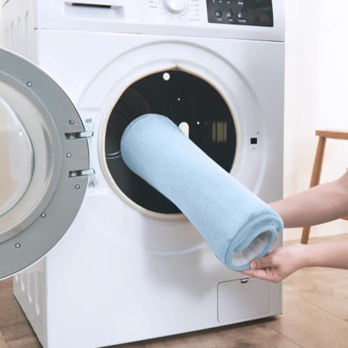 HUXMEYSON 3-Piece Memory Foam Bathroom Rug Set, Light Blue - Image 6