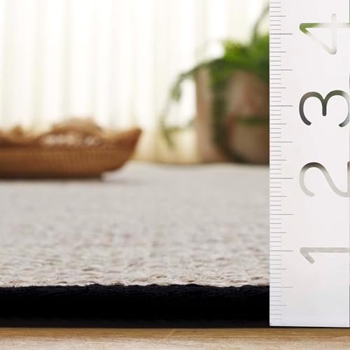 SAFAVIEH Natural Fiber Square Rug 4' Textured, Marble & Black NF143A - Image 6