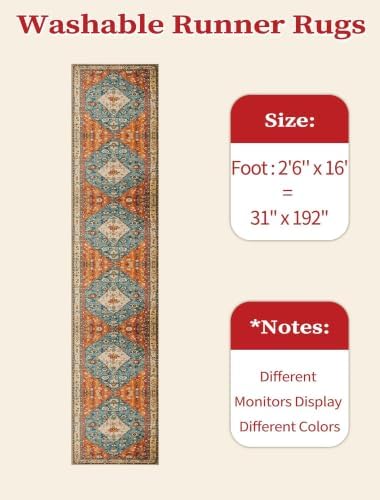 SERISSA 2'6"x16' Washable Non Slip Boho Runner Rug for Hallway - Image 6