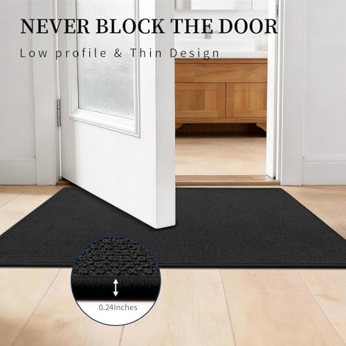 YIHOUSE Black Bathroom Rugs Sets 3 Piece, Quick Dry Thin Bath Mat with Toilet Rug, Non Slip Absorbent Machine Washable, Bath Runner Rugs for Bathtub Sink Home Decor - Image 6