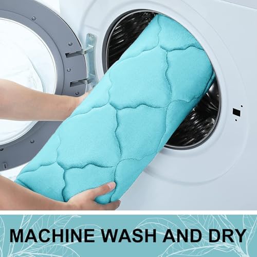 OLANLY Memory Foam Bath Mat Rug 30x20, Ultra Soft Bathroom Rugs, Sky Blue - Image 7