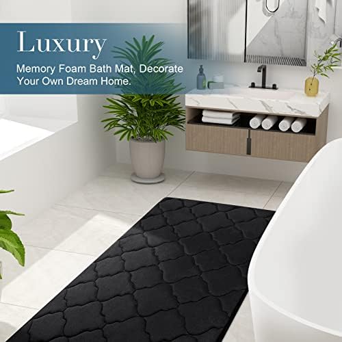OLANLY Memory Foam Bath Mat Rug 47x24, Ultra Soft and Absorbent Bathroom Rugs, Non-Slip, Comfortable, Machine Washable Bath Carpet for Bathroom Floor, Tub, Shower and Home Decor Accessories, Black - Image 6