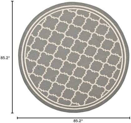 SAFAVIEH Washable Rug Outdoor Courtyard Collection - 7'10" Round, Anthracite & Beige, Non-Shedding & Easy Cleaning, Ideal for Patio, Backyard, Mudroom (CY6918-246) - Image 3