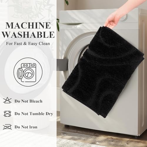 HEBE Bathroom Rugs Sets 5 Piece, Non Slip Washable Absorbent Bath Mat Set - Image 6