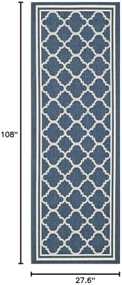 SAFAVIEH Washable Rug Outdoor Courtyard Collection Runner - 2'3" x 9', Navy & Beige, Non-Shedding & Easy Cleaning, Ideal for Patio, Entryway, Mudroom, Hallway, Kitchen (CY6918-268) - Image 4