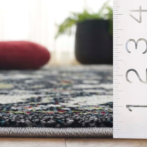 SAFAVIEH Vintage Hamadan Collection Area Rug - 6'7" Square, Dark Grey & Ivory, Traditional Persian Design, Non-Shedding & Easy to Clean, Ideal for Living Room, Bedroom, Dining Space (VTH214M) - Image 6