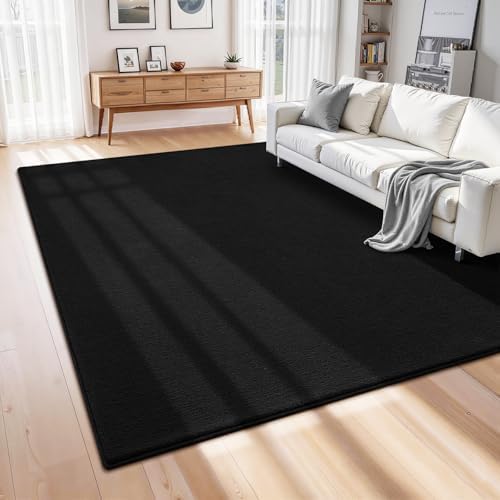 ISEAU 8x10 Soft Area Rug for Living Room, Washable and Non-Slip,Black - Image 7