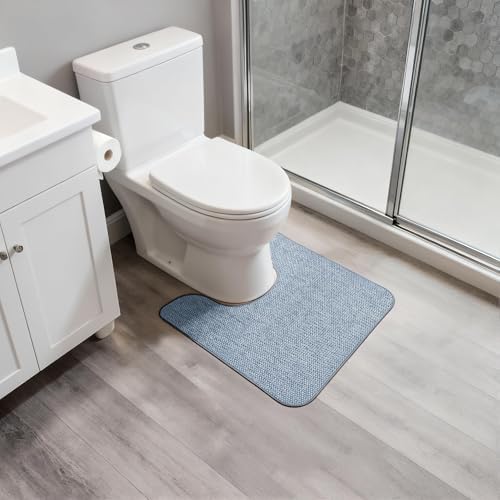 Bosap Toilet Rugs U Shaped Bathroom Rug,Machine Washable Non Slip Quick Dry Super Absorbent Ultra Thin Toilet Mats for Bathroom Toilet.Blue,1'8"x2'(20x24inch) - Image 6