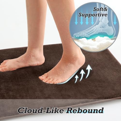 HUXMEYSON Bathroom Rugs Sets 3 Piece, Non-Slip & Quick Dry Bath Mat Set, Ultra Soft Velvet Bath Rugs for Bathroom, Toilet and Shower Floor, Brown - Image 7