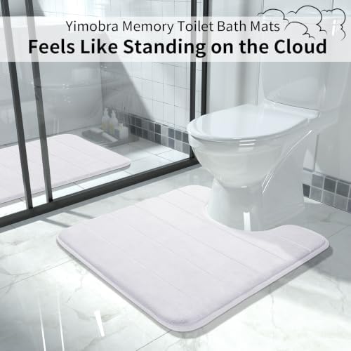 Yimobra Memory Foam Toilet Bath Mat U-Shaped, Soft and Comfortable, Super Water Absorption, Non-Slip, Thick, Machine Wash and Easier to Dry for Bathroom Commode Contour Rug, 24 X 20 Inches, White - Image 6
