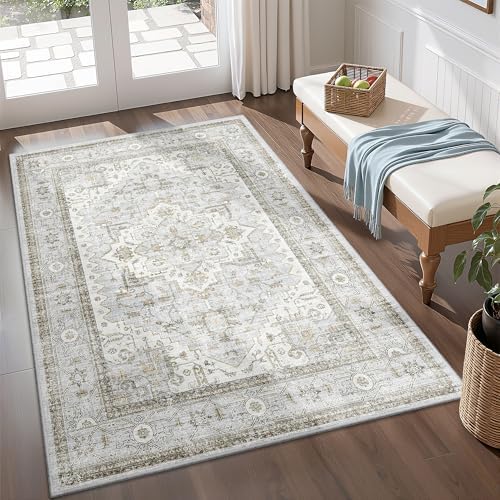 Area Rugs for Living Room 4x6,Non Slip Low Pile Carpet Washable Rugs Blue - Image 7