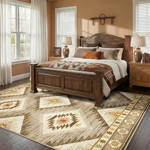 BESTSWEETIE 5'x8' Washable Area Rug for Living Room Bedroom Cream/Camel - Image 7