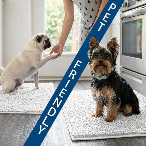 Bathroom Rugs Sets 2 Piece,Super Absorbent Chenille Bath Mats and U-Shaped Toilet Rug,Strong PVC Non Slip Backing,Microfiber Washable Dry Quickly Bath Mats for Bathroom(20"x32"+20"x20"U,White) - Image 7