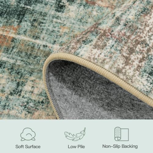 2x 8 Area Rug for Hallways, Abstract Washable Runner Rugs,Coffee/Green - Image 7