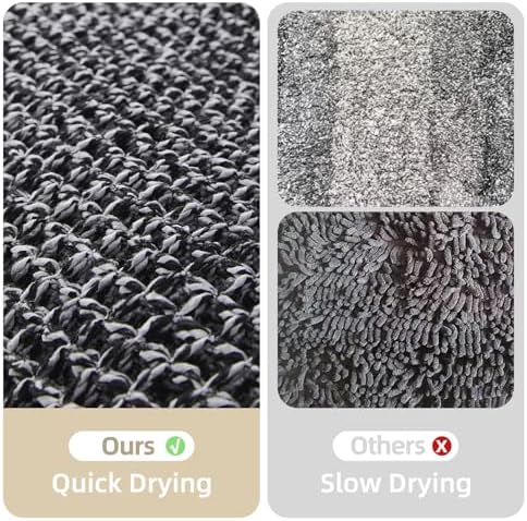 TYUU Waffle Bath Mat, Boho Bathroom Rugs Non Slip, 48x24 Black & White - Image 6