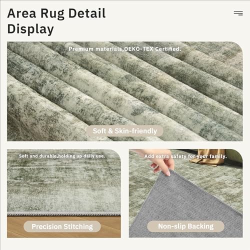 Soalmost Abstract Rug 8x10 Large Living Room Area Rugs Washable Green Black - Image 6