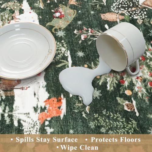 Holiday Christmas Rugs Kitchen Sets of 3, Green Washable Throw Kitchen Mat Low Pile Soft Non-Slip with Rubber Backing for Sink Floor Mat & Hallway, Entryway - Image 7