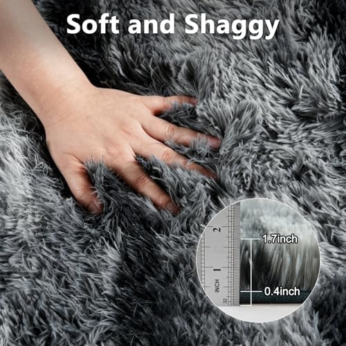 10x14 Extra Large Fluffy Area Rugs Non-Slip for Living Room Tie-Dyed Black - Image 6