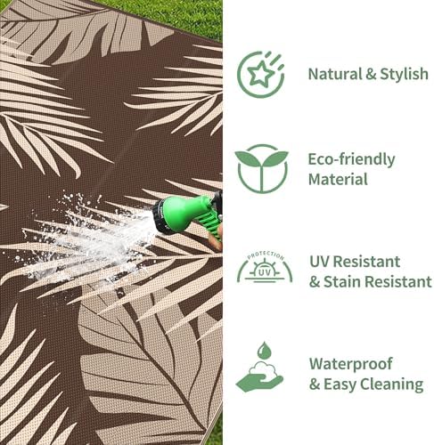 GENIMO Outdoor Rug, Waterproof Plastic Rugs 10'x14' for Camping Coffee - Image 6
