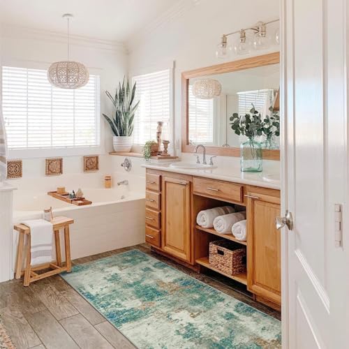 Lahome Modern Abstract Runner Rug with Rubber Backing - 2x6 Washable Rug Runners for Hallways Non Slip, 6 Ft Long Accent Carpet for Bathroom Kitchen Bedroom Entryway,Green/Grey - Image 7