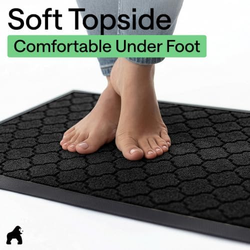 GORILLA GRIP WeatherMAX Door Mat, Indoor Outdoor, 35x23, Black Quatrefoil - Image 7