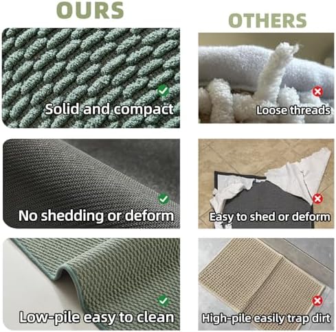 TYUU Bathroom Rugs Non Slip Washable, Super Absorbent Thin Bath Mat Small Quick Dry Low Pile Bathroom Rug, Sage Green 20"x30" - Image 6