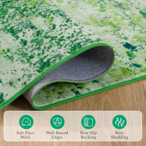 Rugflix 5x7 Dark Green Area Rug for Living Room, Washable Colorful Rug - Image 7