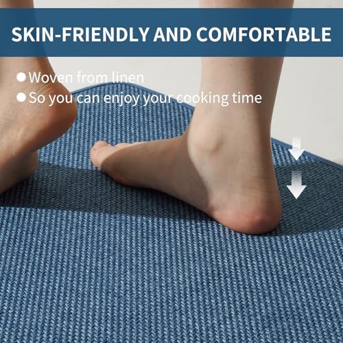 YDKGL Kitchen Rugs Kitchen Mats for Floor Non Slip Washable Blue 17"x30" - Image 6
