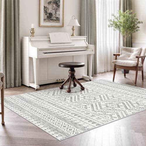 Miukiki 3x5 Washable Area Rug Moroccan Soft Non Slip Entryway Rug Grey - Image 7