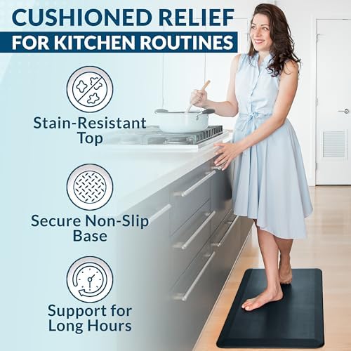 ComfiLife Anti Fatigue Floor Mat – 3/4 Inch Thick Kitchen Mats for Floor, Standing Desk Mat, Kitchen Rug – Comfort at Home, Office – Durable – Stain Resistant – Non-Slip Bottom (20" x 32", Navy) - Image 6