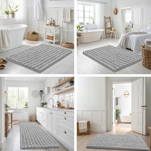 Smiry Bathroom Rugs 34X21, Extra Soft Rubber Backing Chenille Bath Mats - Image 7