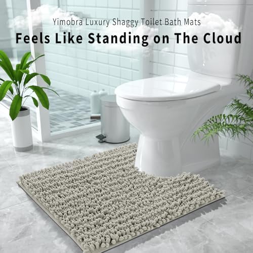 Yimobra Toilet Rug U Shaped Washable 24x20 Inch - Ultra Soft Absorbent Chenille Bath Rugs for Toilet, Quick Dry & Machine Washable, Non Slip Contour Bathroom Mat, Sand - Image 6