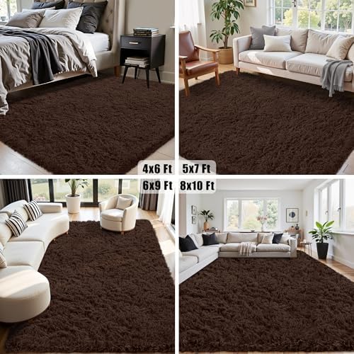 9x12 Area Rug for Living Room,Brown Fluffy Shag Non-Slip Bedroom Rugs - Image 7