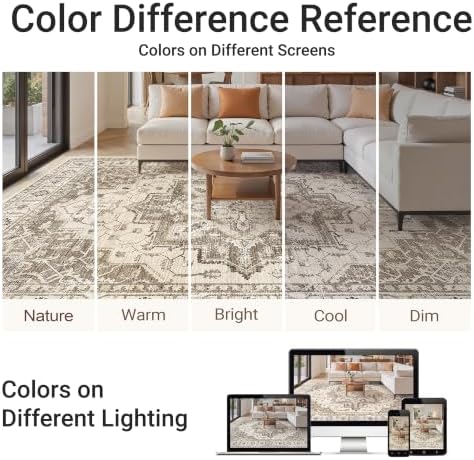 befbee 6x9 Washable Area Rug, Non Slip Rug for Living Room Brown - Image 7