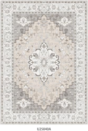 Washable Non-Slip Kitchen Rugs Sets of 3: Soft Low Pile Thin Kitchen Mats for Hardwood Floor, Boho Vintage Oriental Runner Rug for Sink & Entryway, Hallway, Pet-Friendly, (Beige Grey) by BYYVOORugsforYourHome