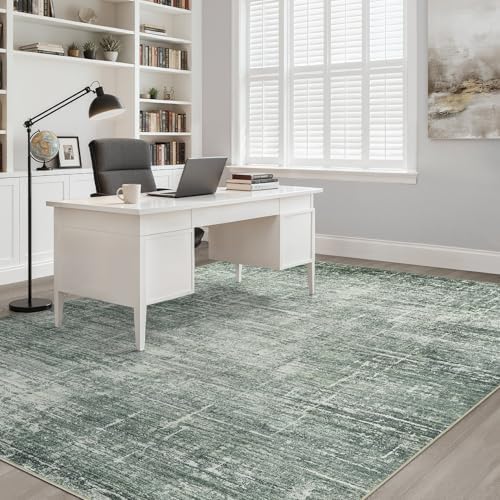 LOONGRUG 10x12 Area Rug Washable Neutral Modern Living Room Rug Dark Green - Image 7