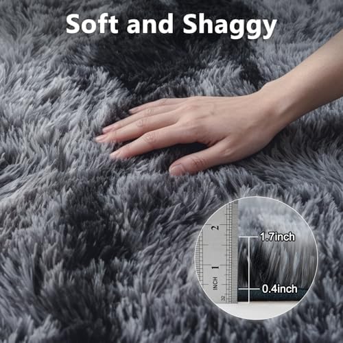 8x10 Extra Large Fluffy Area Rugs Non-Slip for Living Room Tie-Dyed Black - Image 6