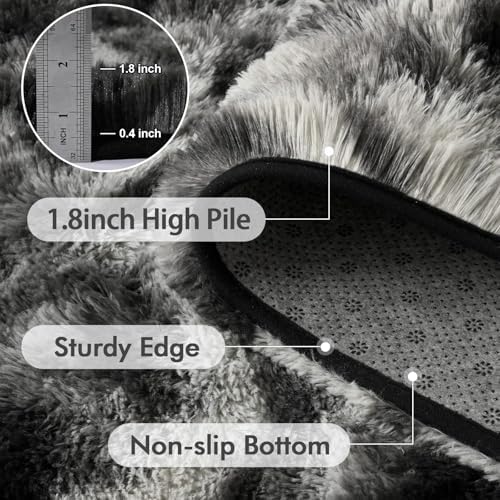 9x12 Ft Extra Large Shag Rugs for Living Room, Tie Dyed Ultra Soft Fluffy Furry Area Rugs for Bedroom Indoor Floor, Aesthetic Carpet for Kids Home Decor (Black Grey) - Image 6