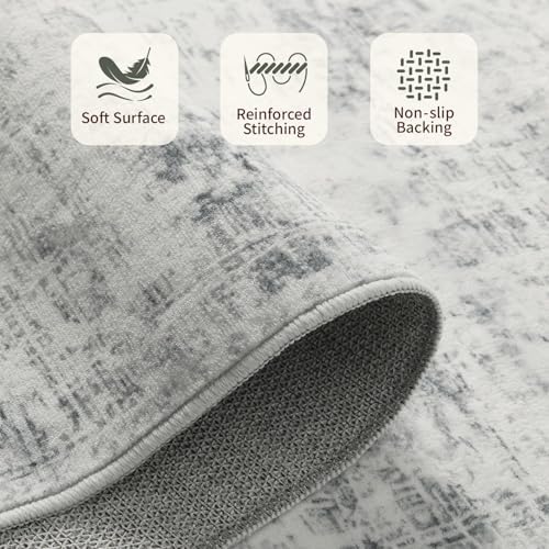 Rugxara Grey 6x9 Area Rugs Washable Rug for Living Room Dining Room Bedroom - Image 6