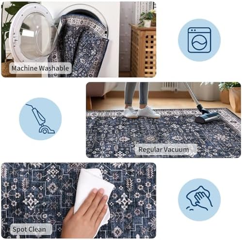 GarveeHome Navy Area Rugs 9x12 Large Washable Rug Living Room Rug - Image 6
