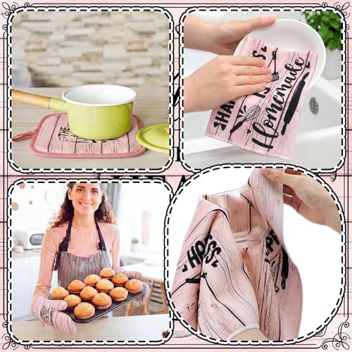 Fourluoo 10 Pcs Farmhouse Pink Kitchen Kitchen Decor and Accessories Set - Image 6