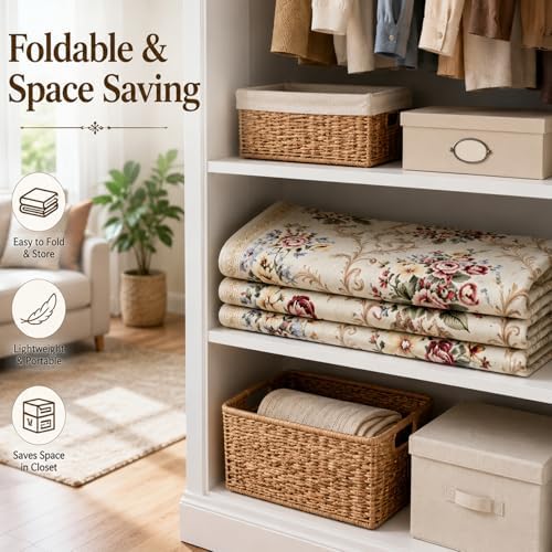 Helthep 5 * 7ft White Vintage Floral Washable Area Rug for Living Room - Image 6