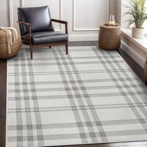CAMILSON Easy Jute Rug 8x10, Indoor Outdoor Off-White Color Fiber Area Rugs for Entry, Living Room and Bedroom Rug, Checkred Boho Woven Design, Easy-Cleaning, Washable Outside Carpet (8 x 10) - Image 6