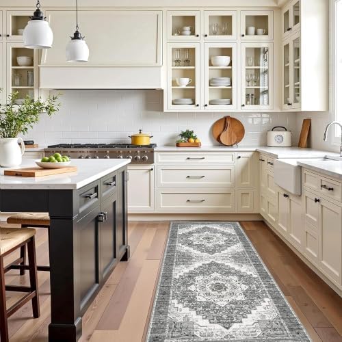 Kitchen Rugs Sets of 3 100% Non Slip Washable Kitchen Mats for Floor, Grey2 - Image 6