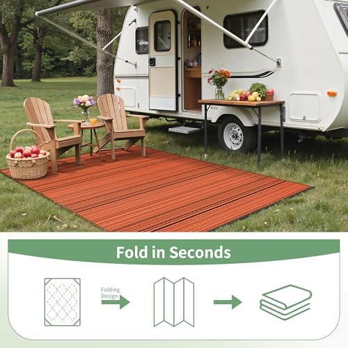 GENIMO Fall Decor Outdoor Rug, Plastic Rugs for Patio, 6'x9' Carbon Orange - Image 7