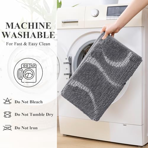 HEBE Bathroom Rugs Sets 5 Piece, Non Slip Washable Absorbent Bath Mat Set - Image 6