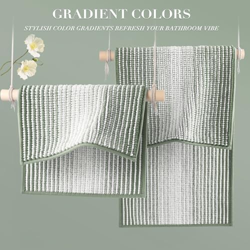 BSICPRO Bathroom Rugs Sets 2 Piece, Non Slip Bath Mats, Greyish Green - Image 5