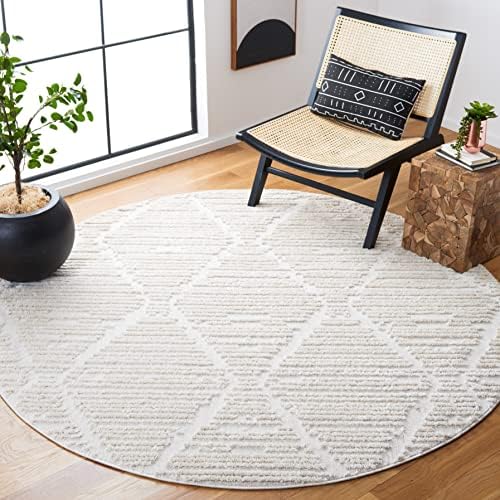 SAFAVIEH Marrakesh Collection Area Rug - 9' Round, Beige, Moroccan Trellis Design, Non-Shedding & Easy to Clean, Ideal for Living Room, Bedroom, Dining Space (MRK517C) - Image 7