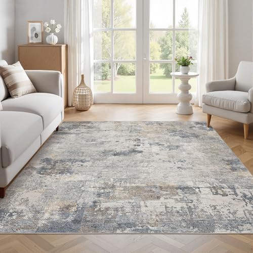 UERMEI Square Area Rugs : Washable 6x6 Neutral Modern Abstract Carpet for Living Room Bedroom - Soft Floor Mat with Non Slip Backing for Kitchen Nursery Dorms Farmhouse Home Decor - Blue Grey - Image 6